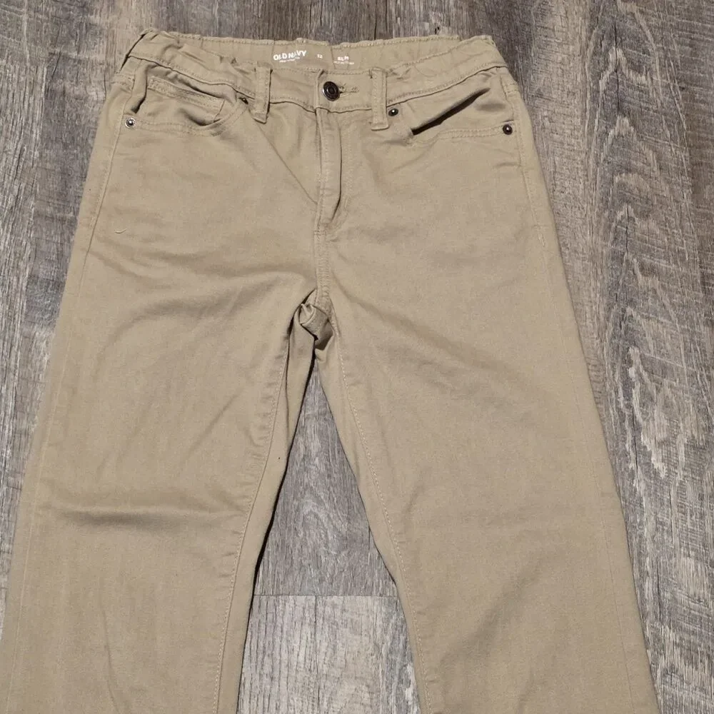 Old Navy Stretch 360 Kids Khaki Tan Brown Slim Size 12 Casual Pants
